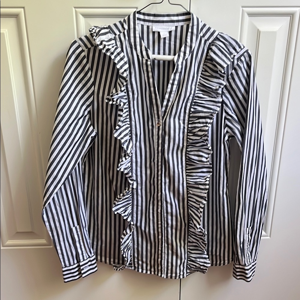 Charter Club Black and White Striped Blouse